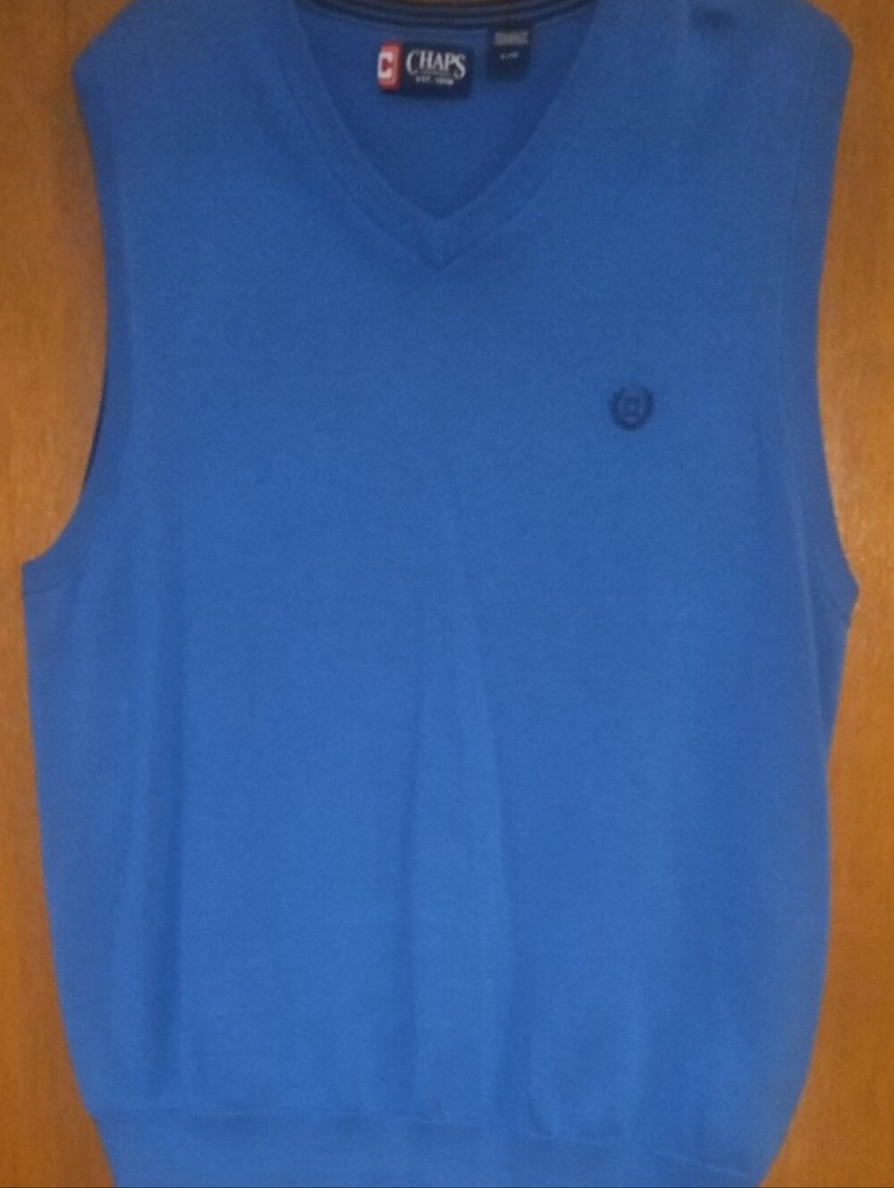 Chaps Vneck Vest Mens Sz Large Blue 100 % Cotton